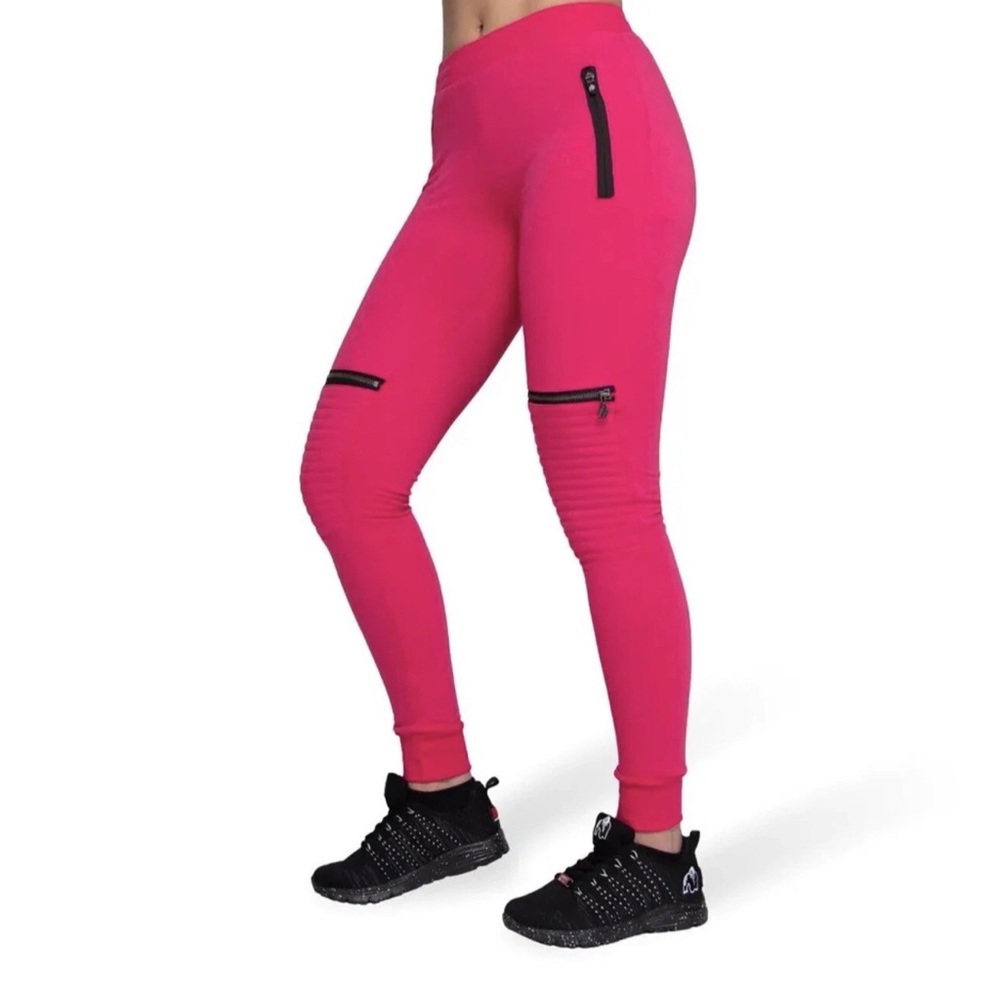 Gorilla Wear Vibrant Pink Women's Joggers with Zipper Accents